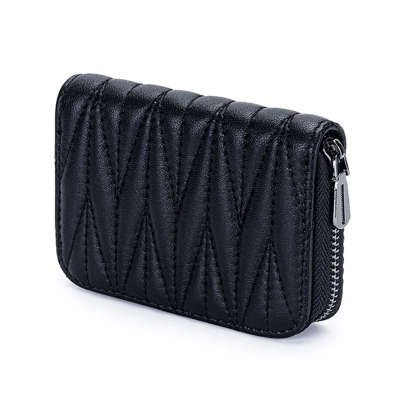 Sheepskin Quilting Credit Card Holder Fashion Luxury Diamond Stichting Mini  Wallets For Women Slim Genuine Leather ID Card Case - AliExpress
