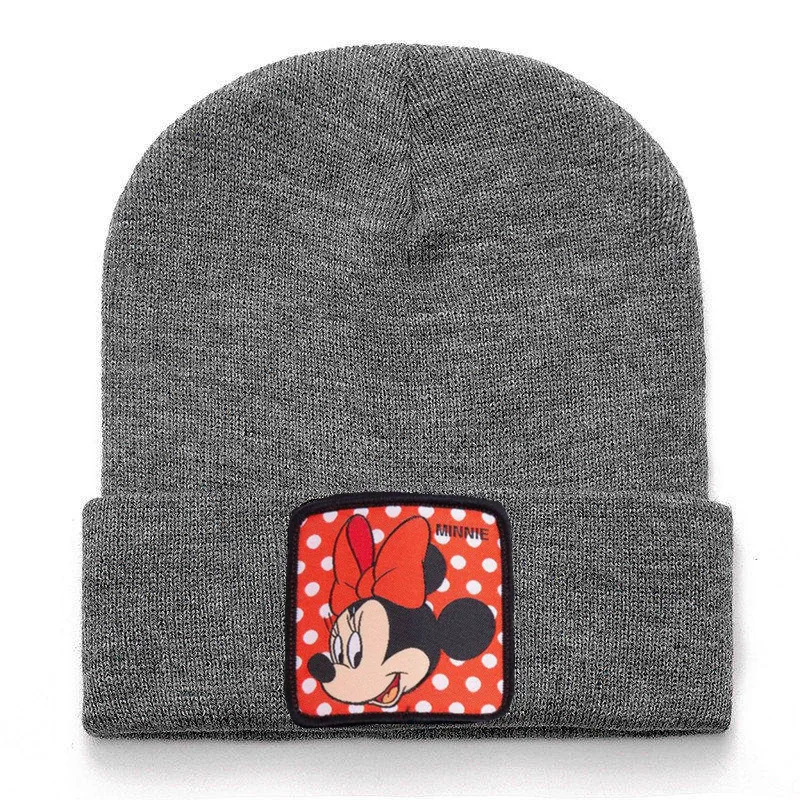 Disney Mickey Mouse Knitted Cap For Women Cute Cartoon Minnie Bonnet Hat Girl Keep Warm Winter Beanies Kids Birthday Casual Gift