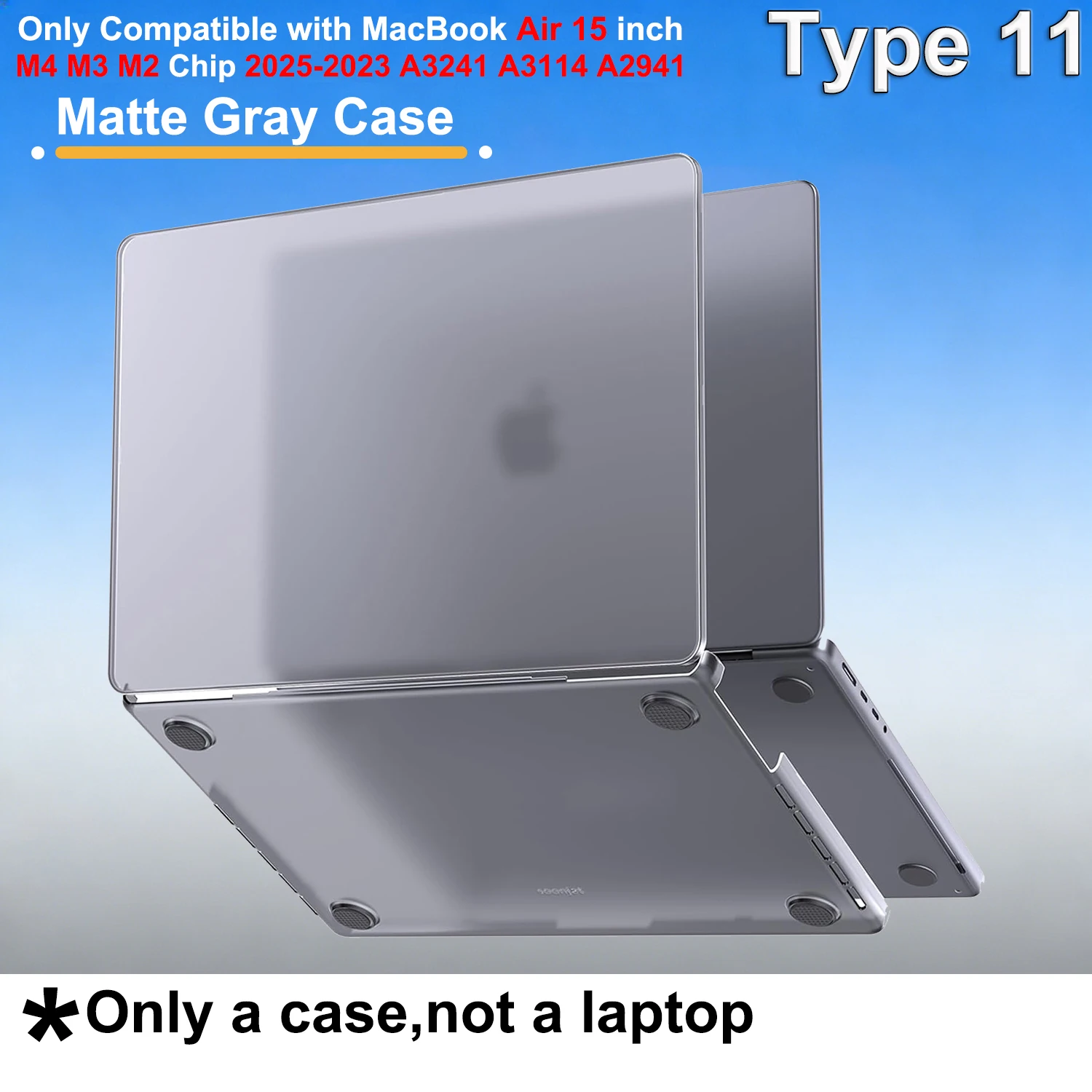 Hard Shell Case For MacBook Air 15 inch 2026 2025-2023 Release M4 A3241 M3 A3114 M2 A2941, Hard Shell Laptop Cover For Air 15''