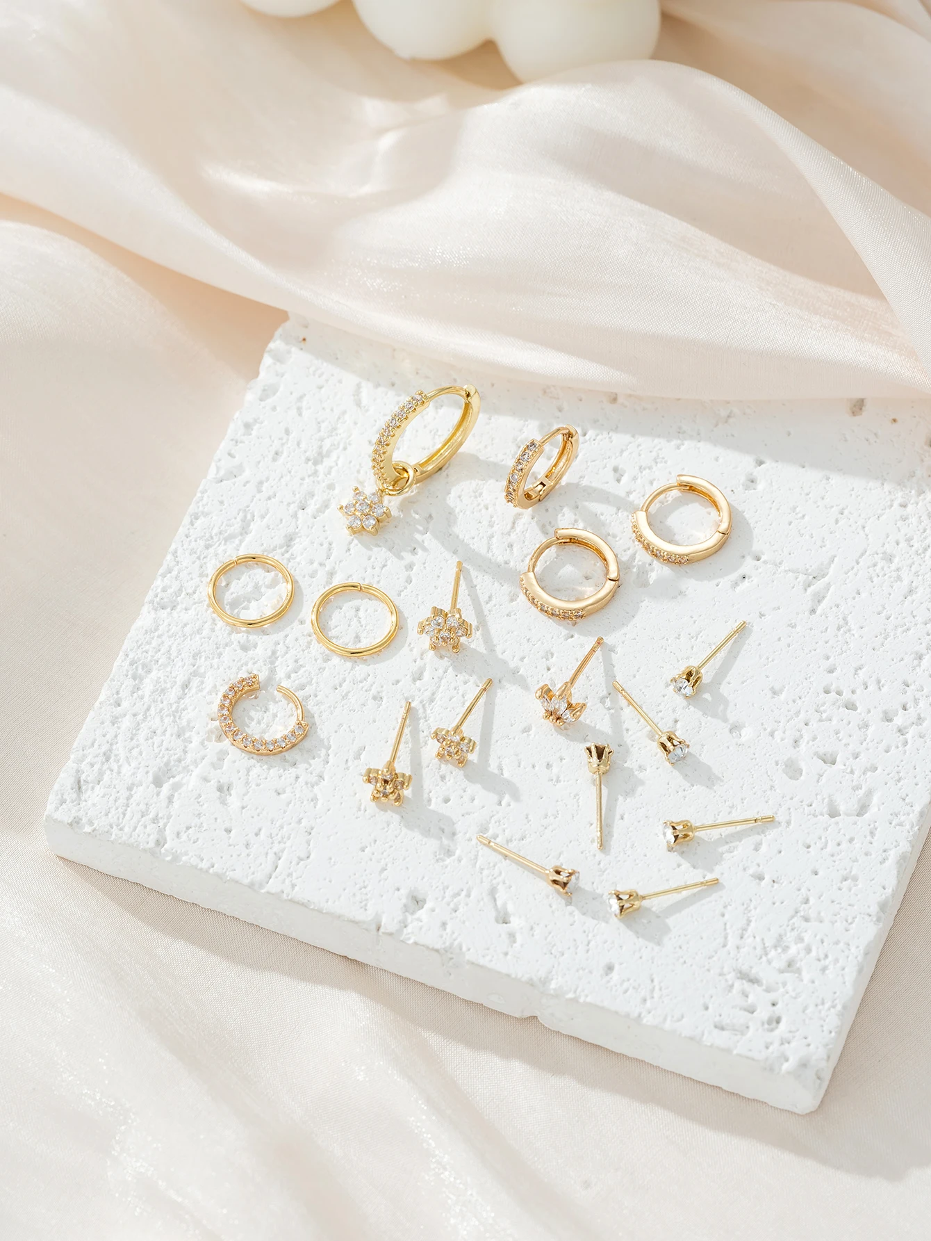 Womens Copper Multi Perforated Earring Set