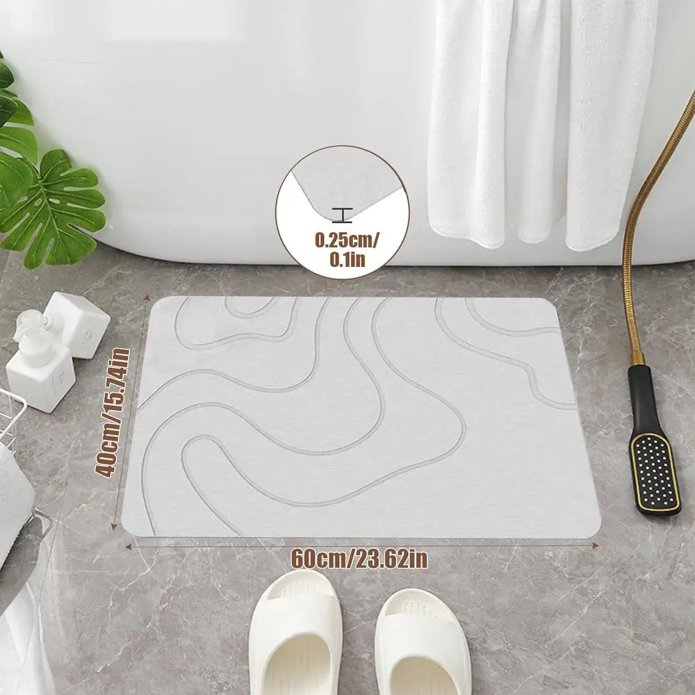 Alfombra De Baño De Piedra De Diatomeas - Absorción Rápida, Antideslizante, 40x60 Cm, Gris, Fácil De Limpiar