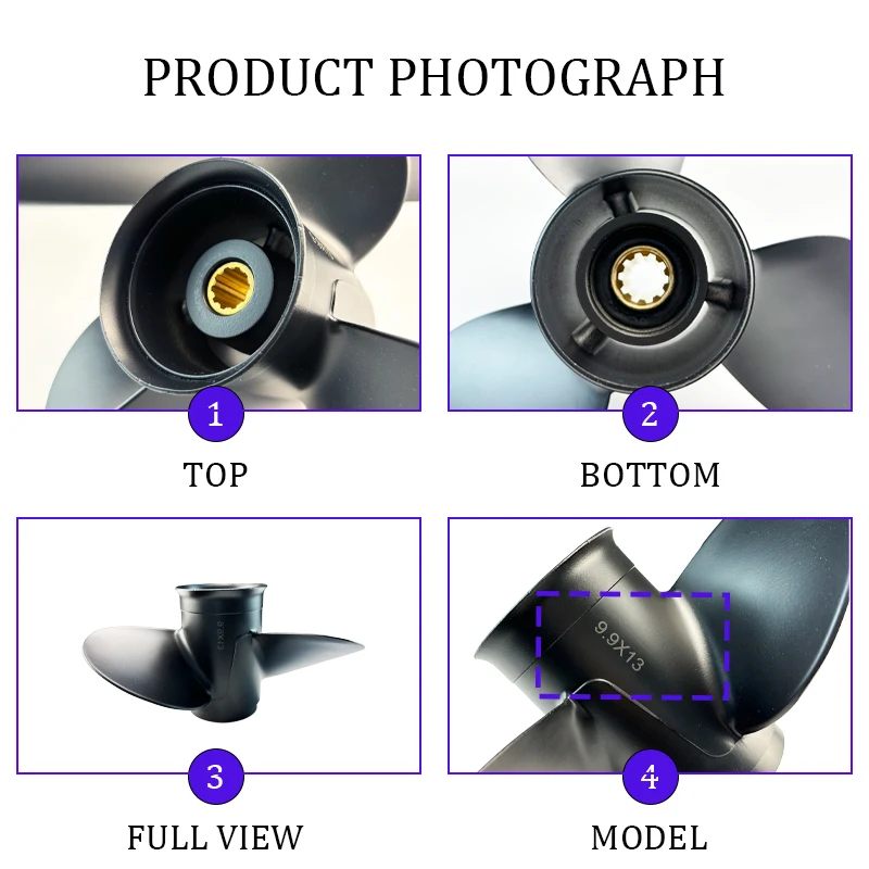 Marine Propeller 346-64104-5 for Tohatsu 25HP 30HP 9.9 * 13 Boat Aluminum Alloy Screw 10 Spline 3 Blade Outboard Accessories