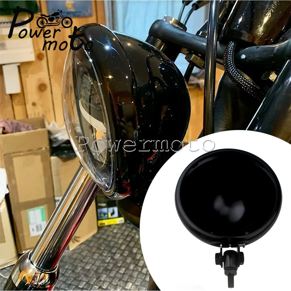 

For Harley Dyna FXD Sportster XL1200 XL833 Custom Motorcycle Steel 5-3/4" 5.75 Inch LED Headlight Bracket Headlamp Housing Cover