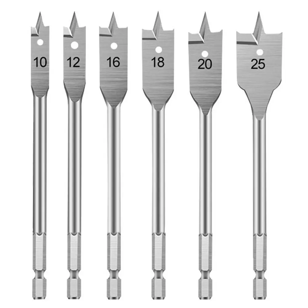 고탄소강 목재 플랫 드릴 세트, 목공 스페이드 드릴 비트, 내구성 목공 도구, 6-50mm, 1 개