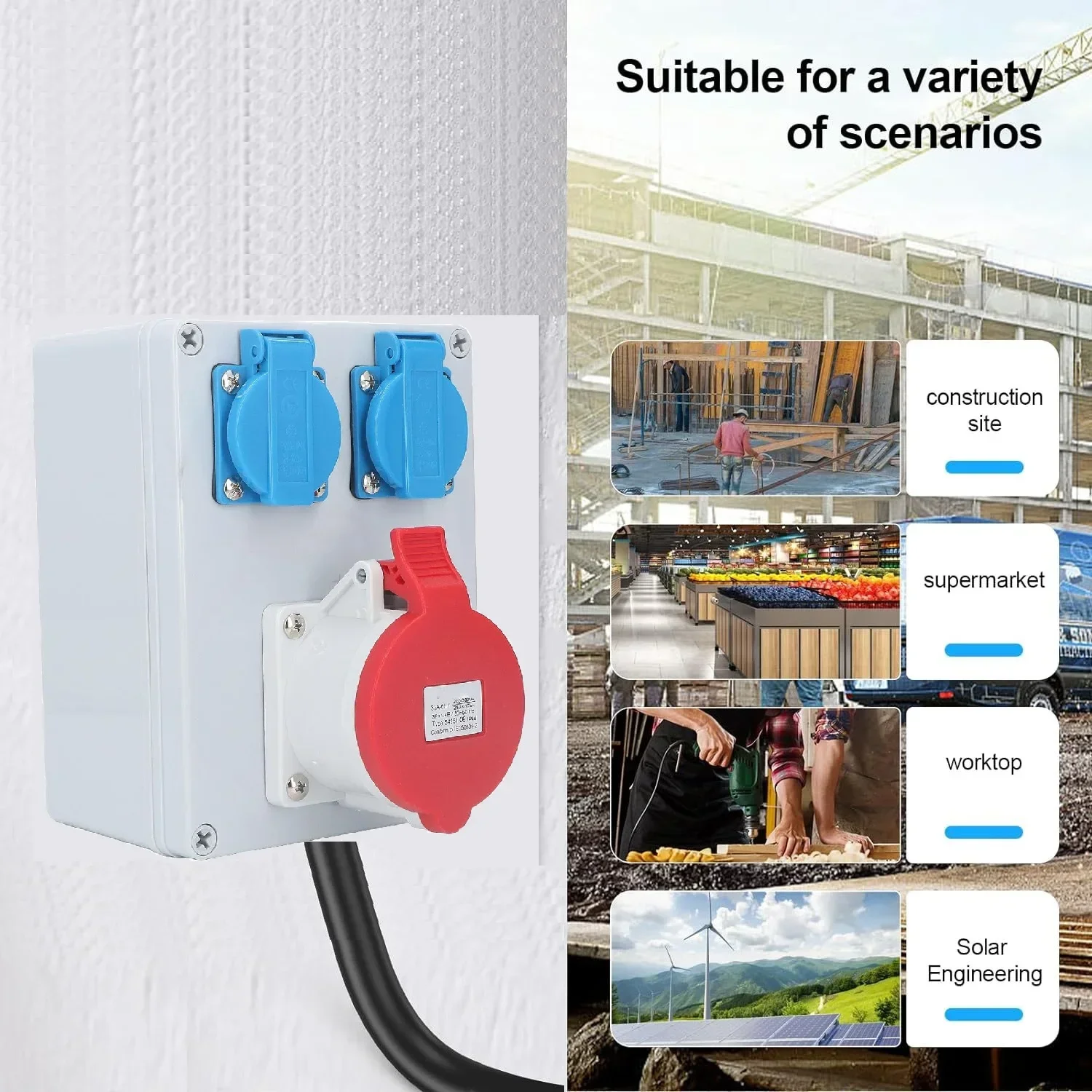 Construction Power Box Wall Distributor Socket For Construction 220-250V 16A Sockets CEE 16A 5P Socket Compact And Robust Design