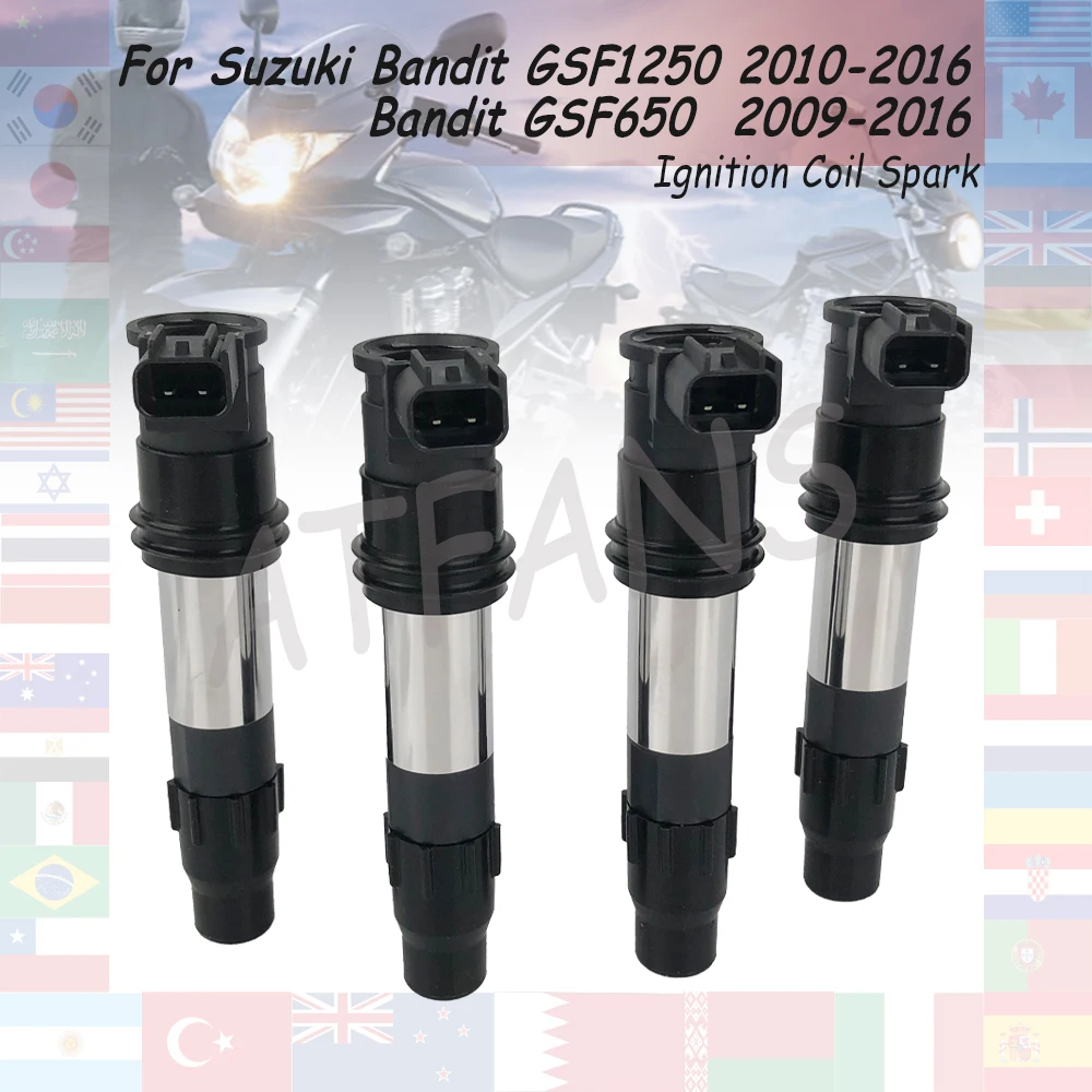 스즈키 GSF1250 GSF1250S Bandit 1250/650 GSF650 GSF650S 2009-2016 4PCS 오토바이 점화 코일 점화 플러그 캡 129700-5330