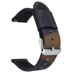Camouflage Nylon Quick Release Waterproof Sport Watch Strap Bracelet - 22mm (Brown Camo01)