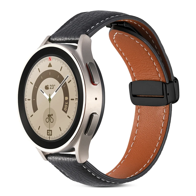 Magnetic Leather Watch Strap, 18mm/22mm - Premium Design