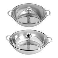 Feriales Hot Pot Set Edelstahl 304 – Shabu Shabu Topf mit Trennwand & Glasdeckel – Induktionsgeeigneter Suppentopf mit Löffel-Set Silber 1