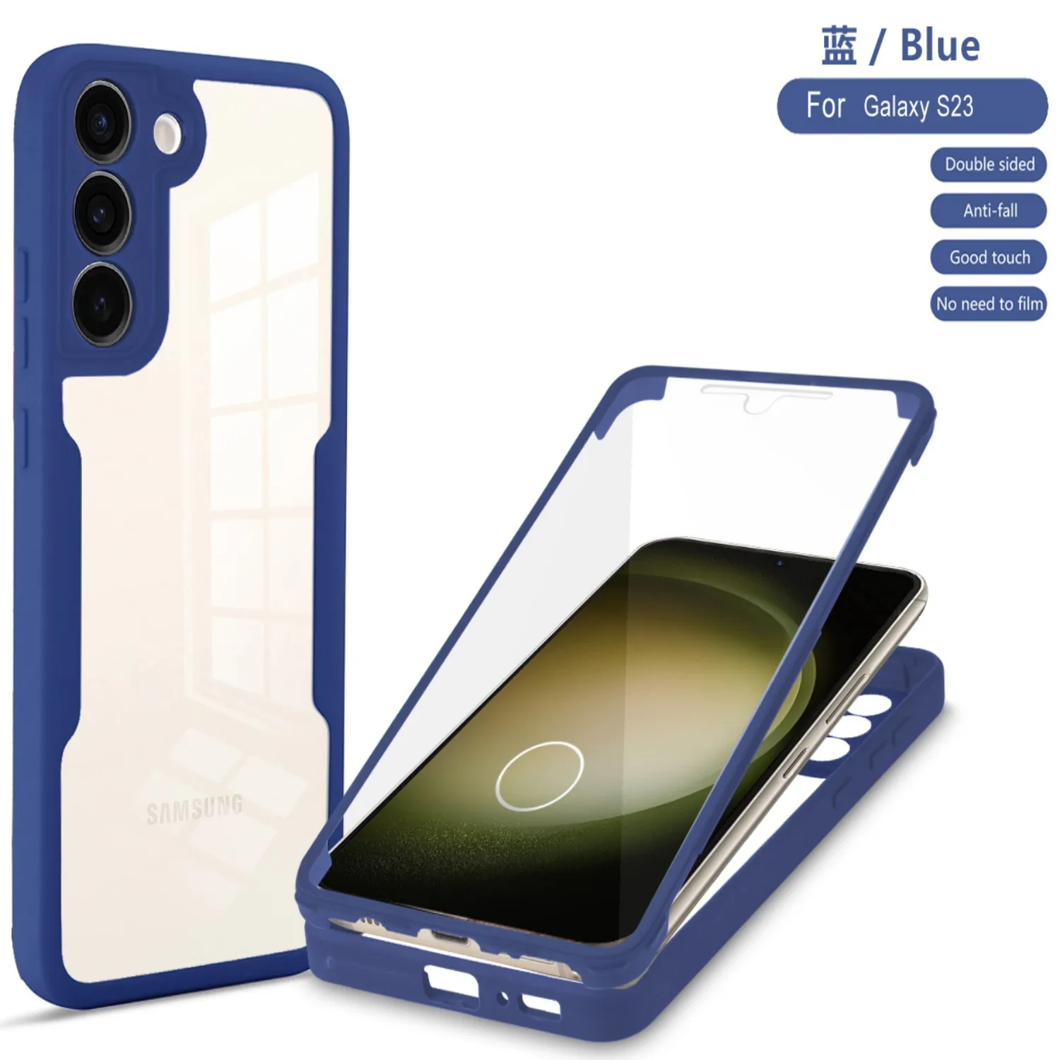 360° Shockproof Transparent Phone Case with Built-in Screen Protector