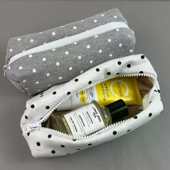 Astuccio per matite con design a pois, borsa per penne morbida e di grande capacità, astuccio per cancelleria, organizer per cancelleria, ritorno a scuola