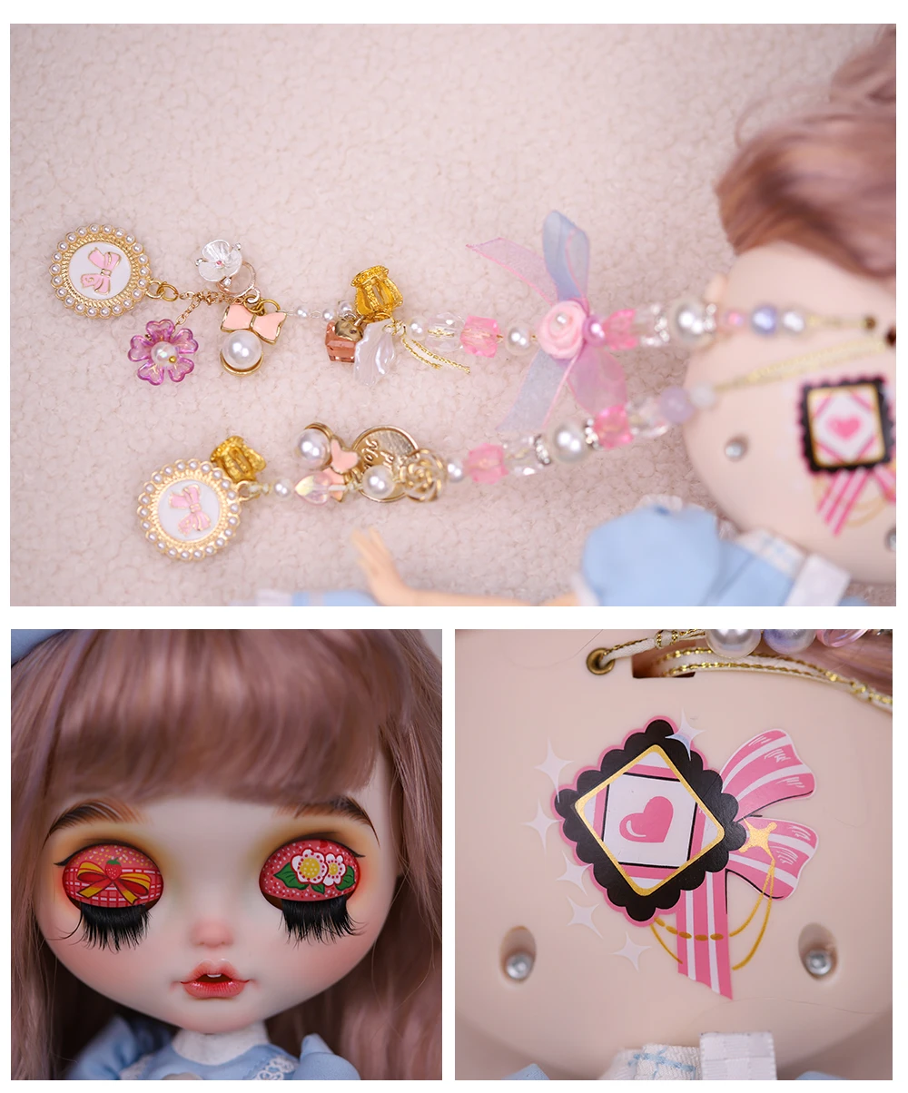 Hannah - Premium Custom Neo Blythe Κούκλα με πολύχρωμα μαλλιά, λευκό δέρμα και ματ χαμογελαστό πρόσωπο 4