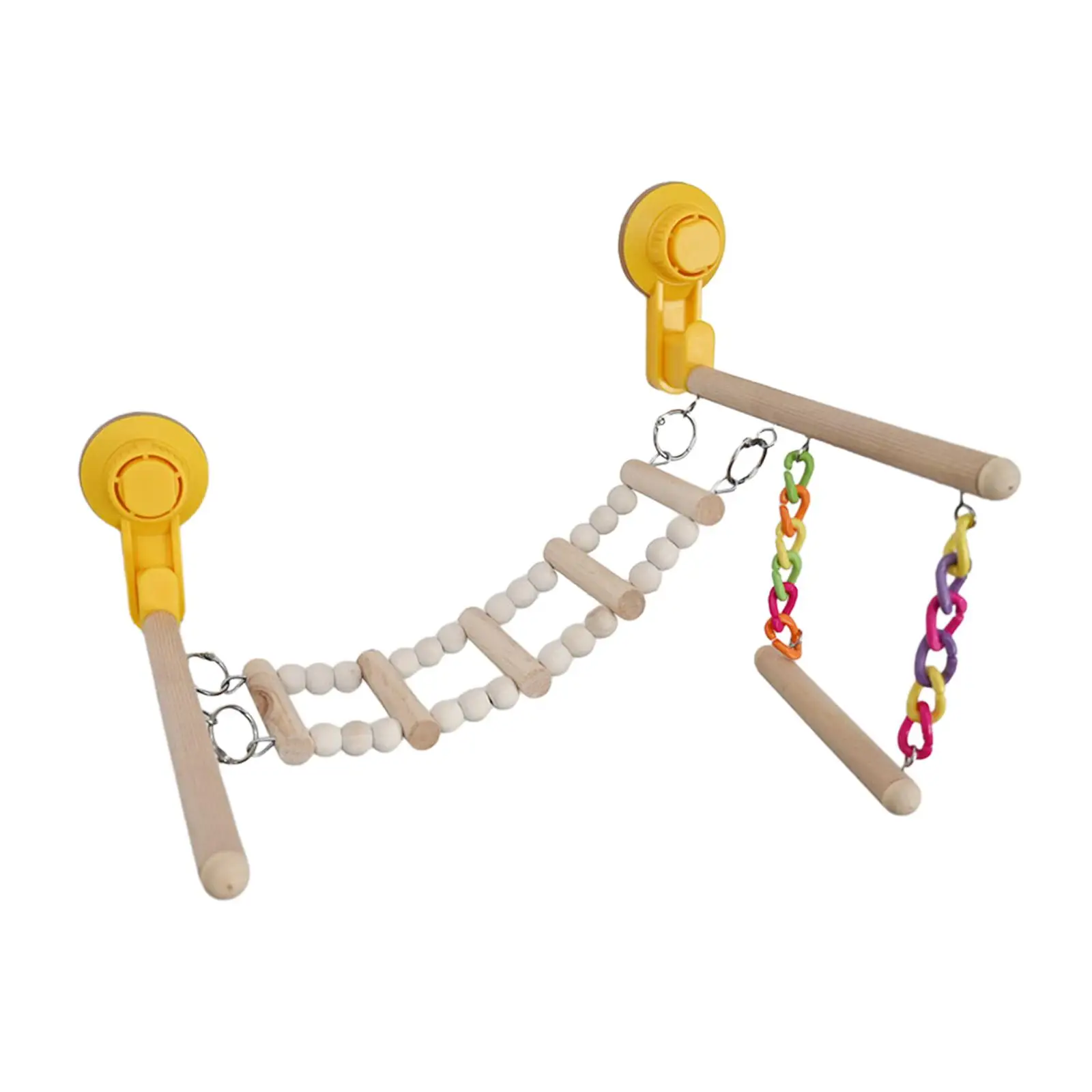 Suction Cup Wood Perch Toy Parrot Playstand for Hummingbird Budgie Parakeet