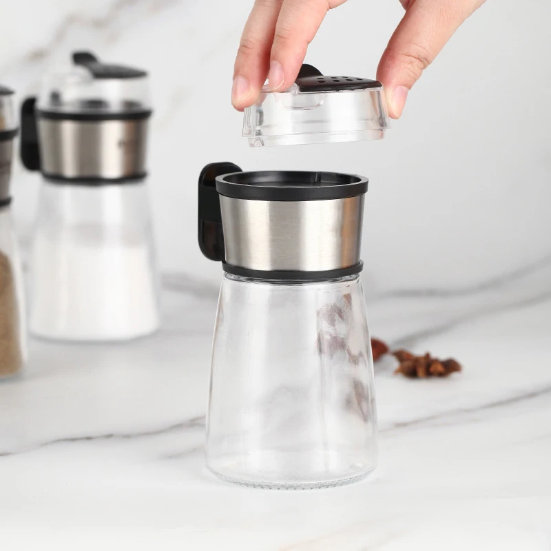 Push-type Salt Dispenser Sugar Bottle Spice Pepper Shaker Can Jar PushType Seasoning Container Kitchen Gadgets, salt shaker, spices bottle, salt pepper shakers, seasoning jar