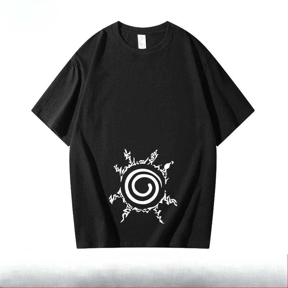 Naruto Trendy Black Children's Summer Anime Graphic Cotton T-shirt