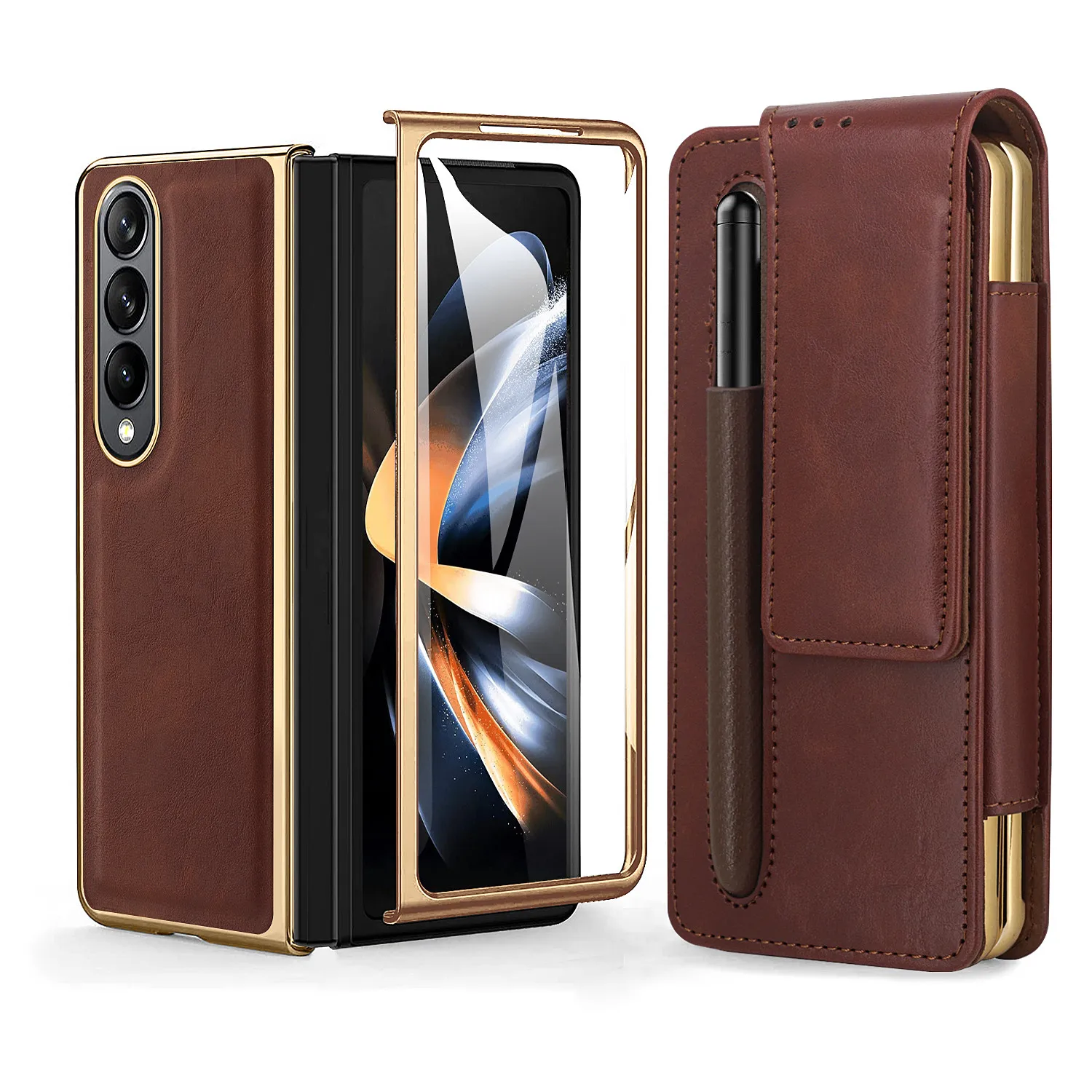 

Роскошные Чехлы из натуральной кожи для Samsung galaxy Z Flip 3 4 деловой однотонный дизайнерский чехол для телефона samsung z fold 4 3 Fundas