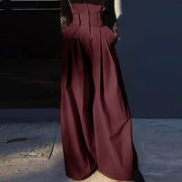 INCERUN Pleated Waist Design Wide Leg Pants Handsome Solid Color Trousers High Waist Simple Loose Oversized Male Bottoms 1