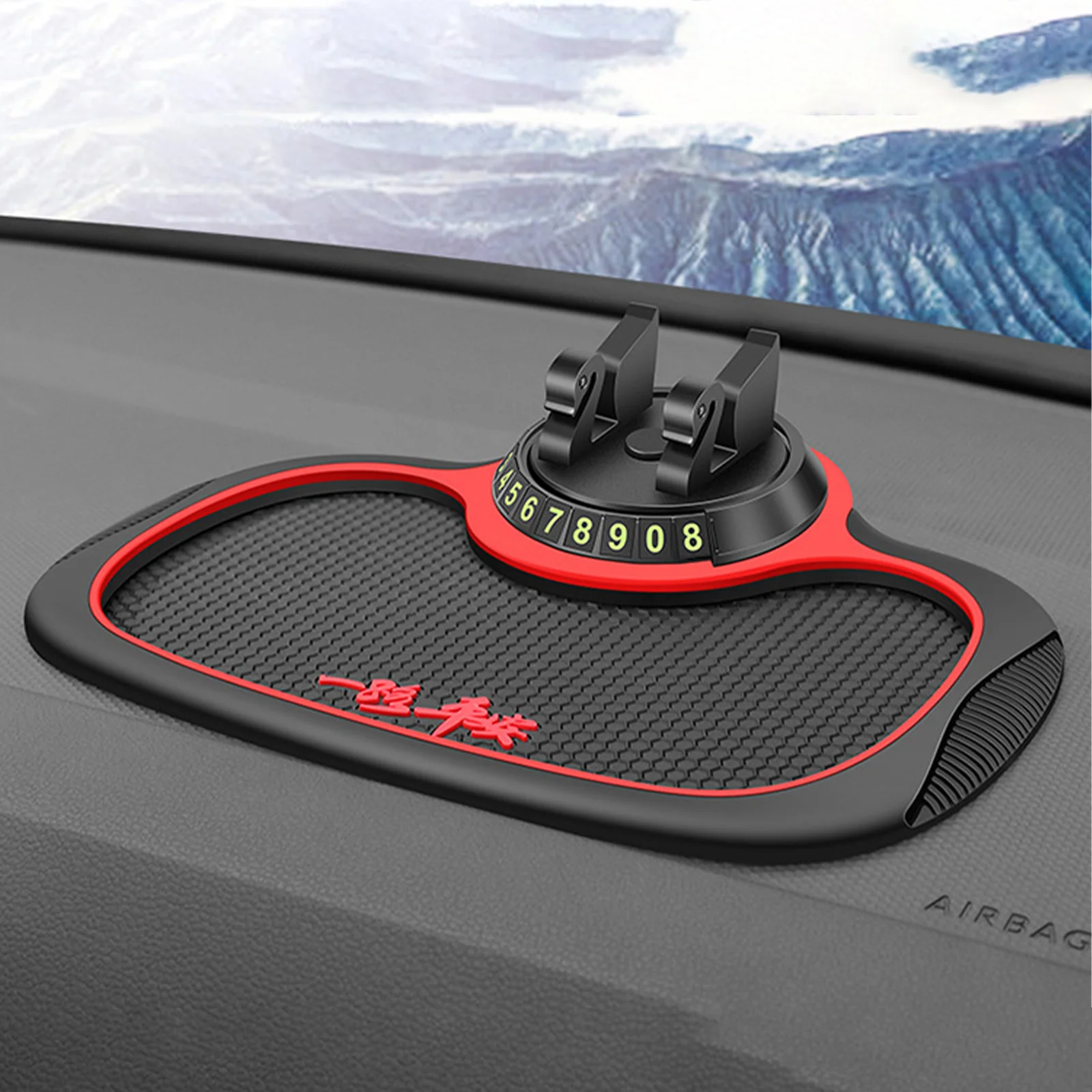Car Instrument Panel Mobile Phone Bracket Anti-Slip Mat Universal 3-in-1 Car Parking Number Plate With Hidden Number Plate