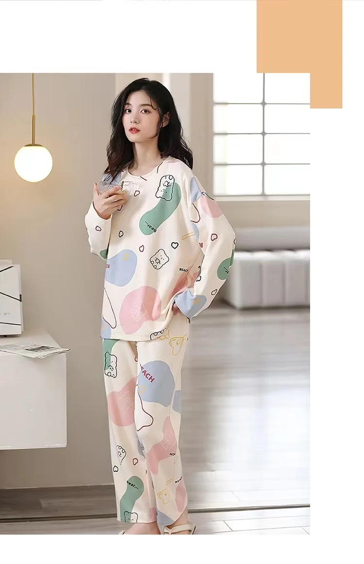 New Pamas Donna Primavera e Autunno Manica lunga Sezione sottile Donna Autunno e Inverno Large Size Casual Autunno Homewear_voghion.com