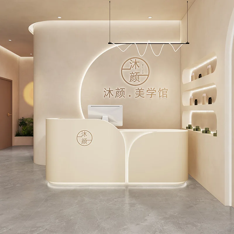 Front Clinic Reception Desk Beauty Salon Store Luxury Salon Reception Desk Information Bureau Meuble Reception Furniture