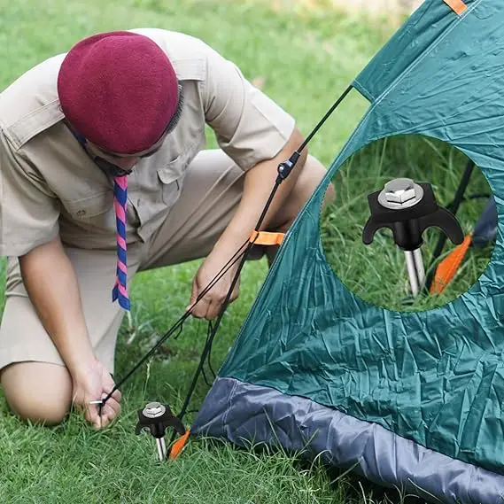Zeltnägel Sechseckige Spiralförmige Bodenanker aus Kohlenstoffstahl für Harten Boden, Baldachin- und Planen-Befestigung, Robustes Camping-Ausrüstungsset – Detail 3