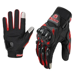 Breathable Non-Slip Full Finger Motorcycle Racing Gloves with Touch Screen Capability - XXL (Red)