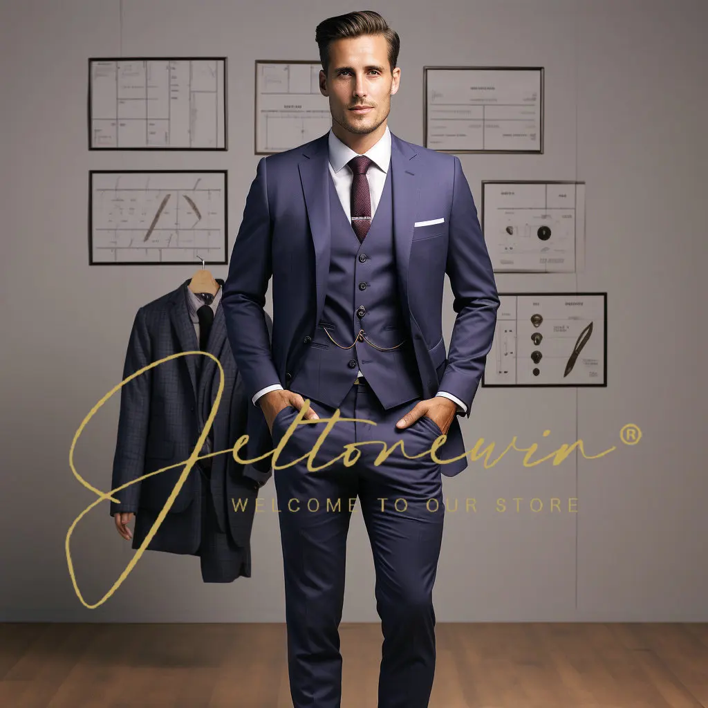 

Мужской облегающий комплект из 3 предметов, официальный приталенный смокинг, костюм для выпускного вечера/мужской свадебный блейзер для жениха, Высококачественная классическая куртка, пальто, брюки, жилет