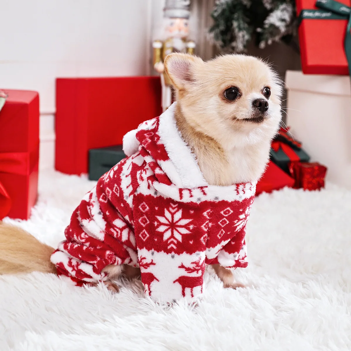 Christmas Plush Dog Pajama Jumpsuit 2