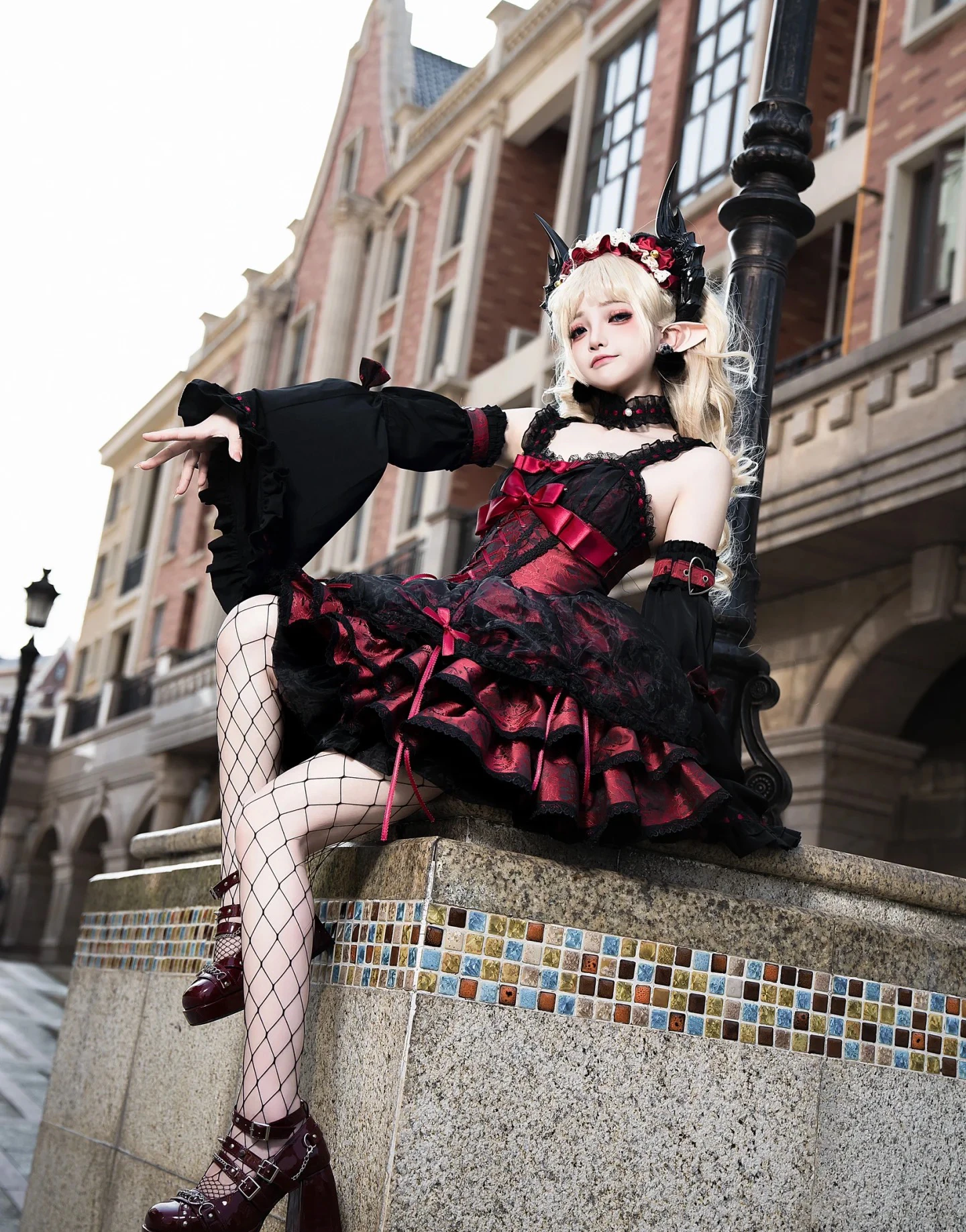 Body line y2k Gothic lolita dress バッスル Dark Gothic Lolita JSK Black Red Camisole Dress Subculture Y2K E