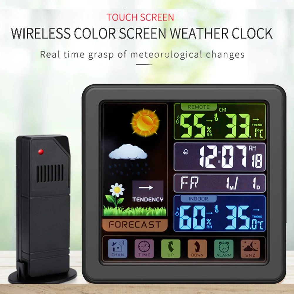 

Color Screen Weather Station Wireless Digital Indoor/Outdoor Thermometer Hygrometer Weather Forecast Temperature Humidity Meter