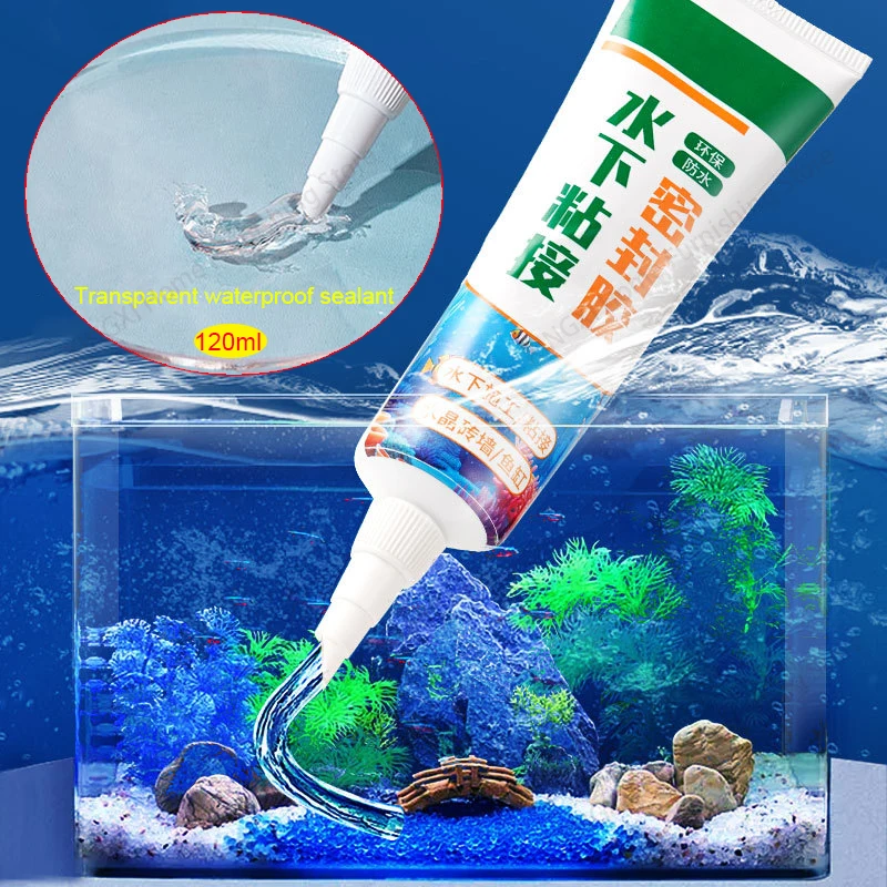 투명 방수 유리 접착제 수중 본딩 실란트, 어항 수리, 흔적 없는 환경 보호, 120ml