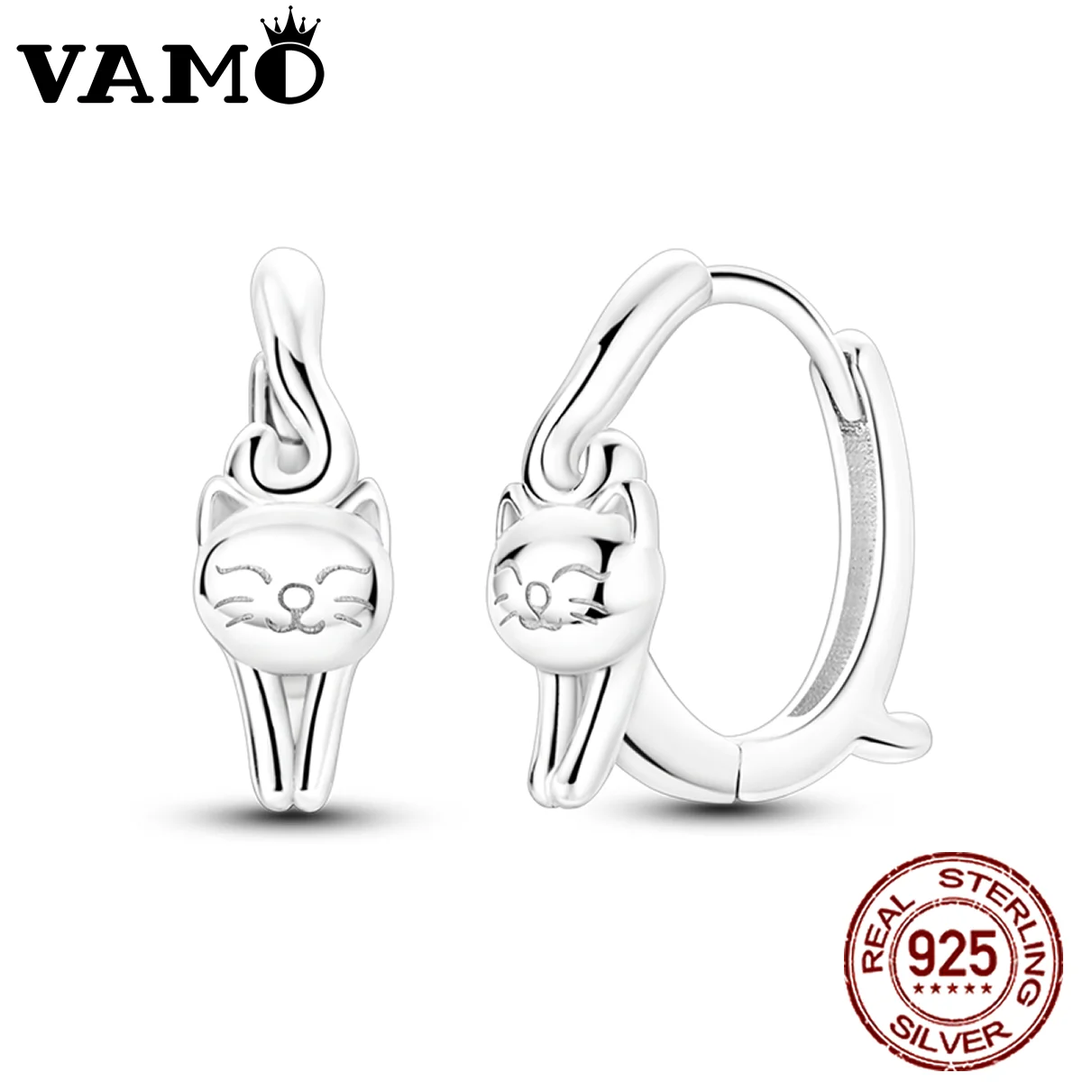925 Sterling Silver Cat Vegetarian Silver Earrings Jewelry Ear Studs Sparkling Pave Earring Wedding Gift Women Anniversary silver earrings silver stud earrings womens earrings