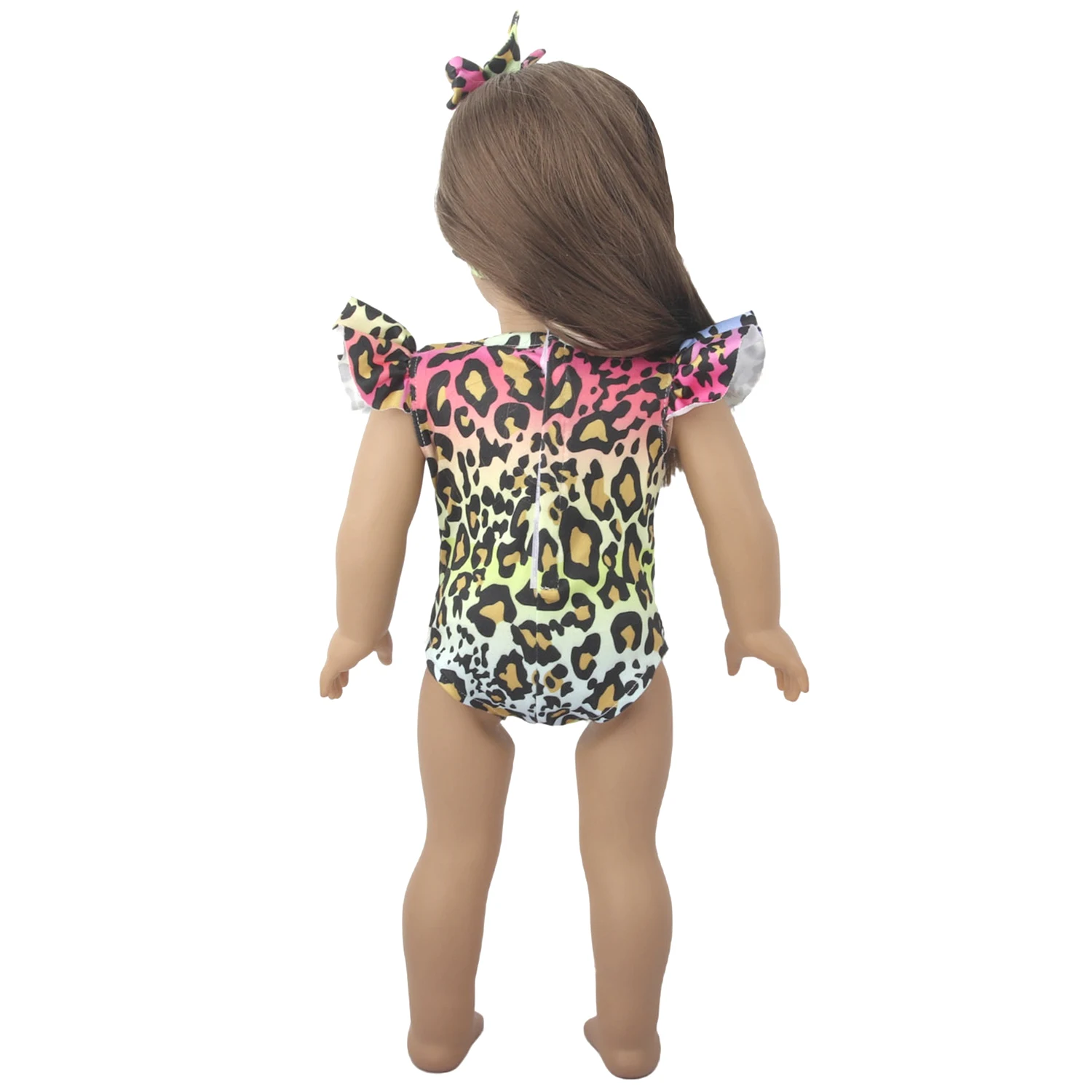 Leopard Print Wave Style Swimsuit For 43cm Baby New Born and 18 inch American doll girls, Generation Baby Clothing accessories