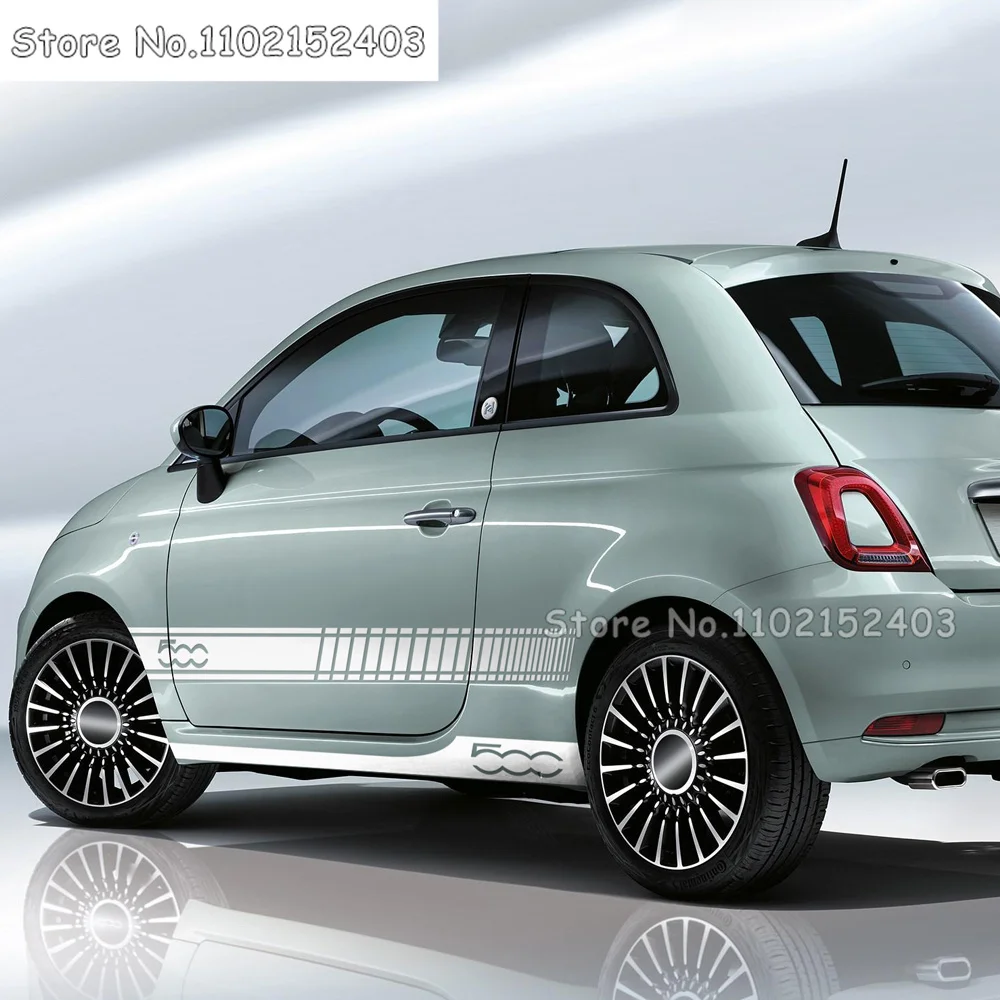 Car Door Side Stripes Gonna Cappuccio Copertura Adesivo Vinile Body Kit Decalcomania Per Fiat 500 Abarth 595 695 500C 500E Accessori Vintage