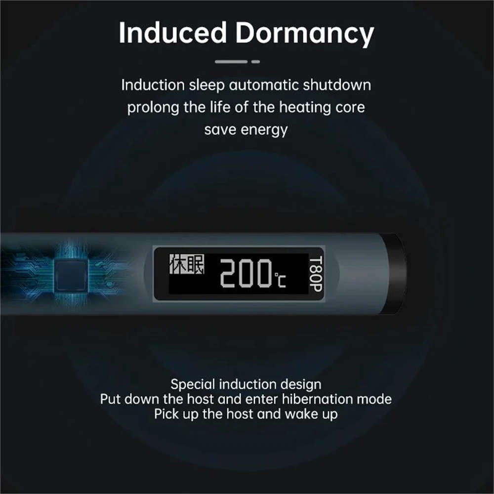T80 Smart Soldering Iron 100W Adjustable Temperature Portable Precision welding tool Compatible C210 C245 SH02 Series Tips 3