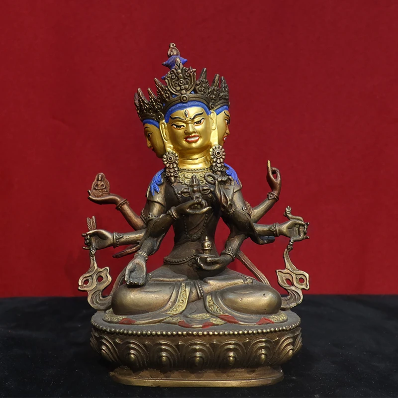 

Zunsheng Buddha Mother Pure Copper Ancient 7-inch Tibetan Secret Sect Gold Statue Pendant Longevity Three Longevity Langjiama Pe