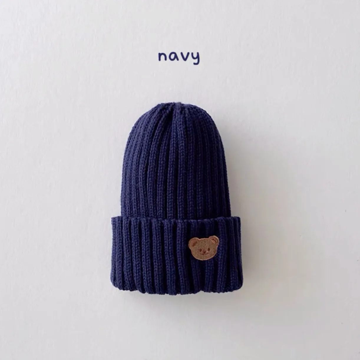 Knit Hat Baby Hat Korea Spring Autumn Kids Boys Girls Knit Hat Candy Color Bear Head Embroidery