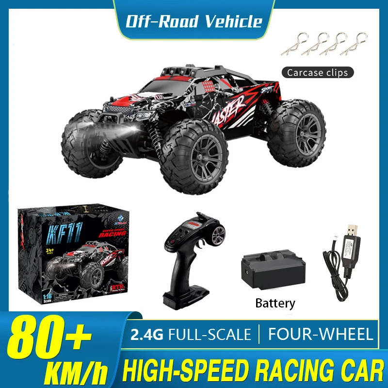 

1: 16 4WD High Speed Racing Car With LED Lamp 45 Km/h Radio Remote Control Off Road Vehicle 2.4GHz Children's Toys