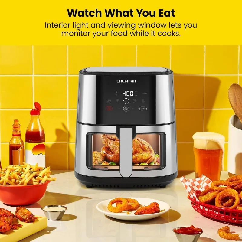 8 Qt Air Fryer with Viewing Window, One-Touch Digital Control with 4 Presets, Nonstick & Dishwasher Safe, Auto-Shutoff 5