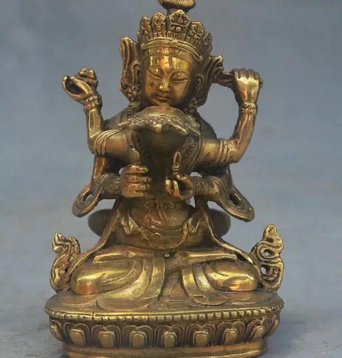 

Copper Satue 4inch Tibet buddhism Brass fane Sit Hevajra Happy Buddha Yamashina Yab-Yum statue