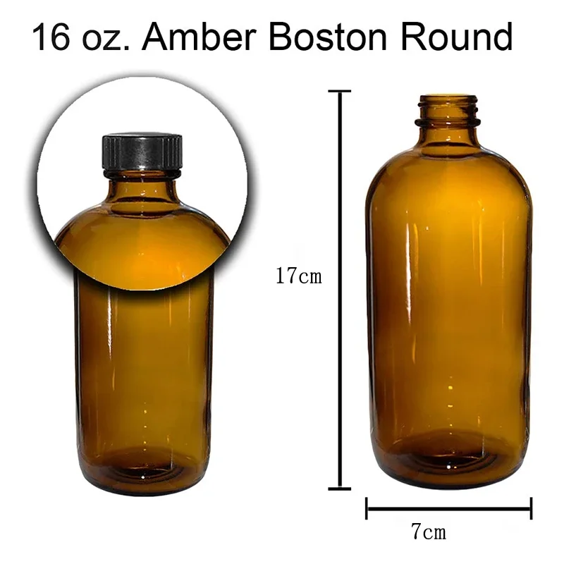2pack 16oz Amber Glass Growlers Empty Kombucha Bottles with Air Tight Seal Cap Lids for Secondary Fermentation Storing 500ml