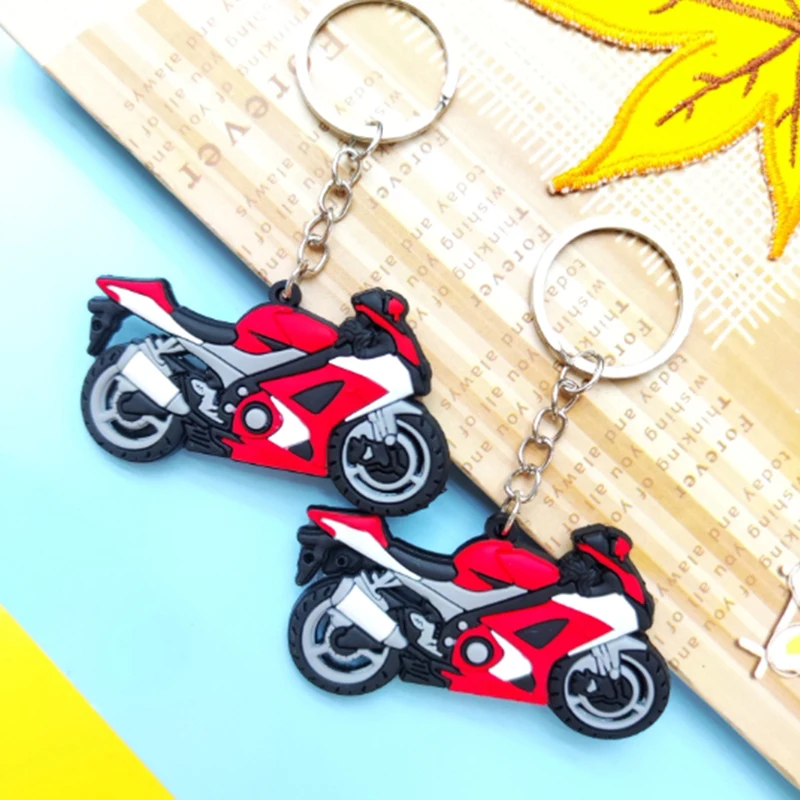 1 Piece Cartoon Motorcycle PVC Keychain Fashion Keychain Keyring Accessories Jewelry Decoration for Men Women