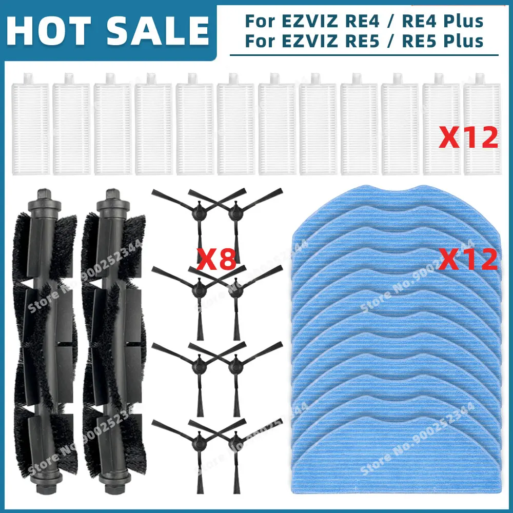 For EZVIZ RE4/ RE4 Plus / RE5 / RE5 Plus Robot Vacuum Cleaner Parts Main SIde Brush Mop FIlter