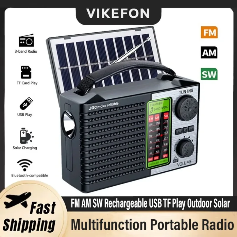 Multi-function Portable Radio FM AM SW Rechargeable USB TF Play Outdoor Solar Wireless Speaker Bluetooth With FM Radio Receiver