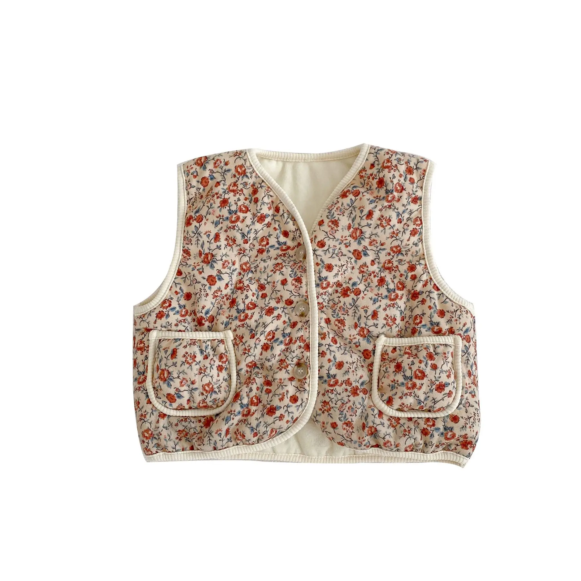 Winter New Baby Sleeveless Vest Floral Leopard Print Infant Girl Cotton Cardigan Coat Toddler Thick Warm Tops Baby Clothes fur vest