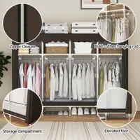 Placard de garde-robe portable autoportant avec 8 espaces de rangement pour familles, chambres à coucher, maisons de location, système d'organisation pour l'intérieur 6