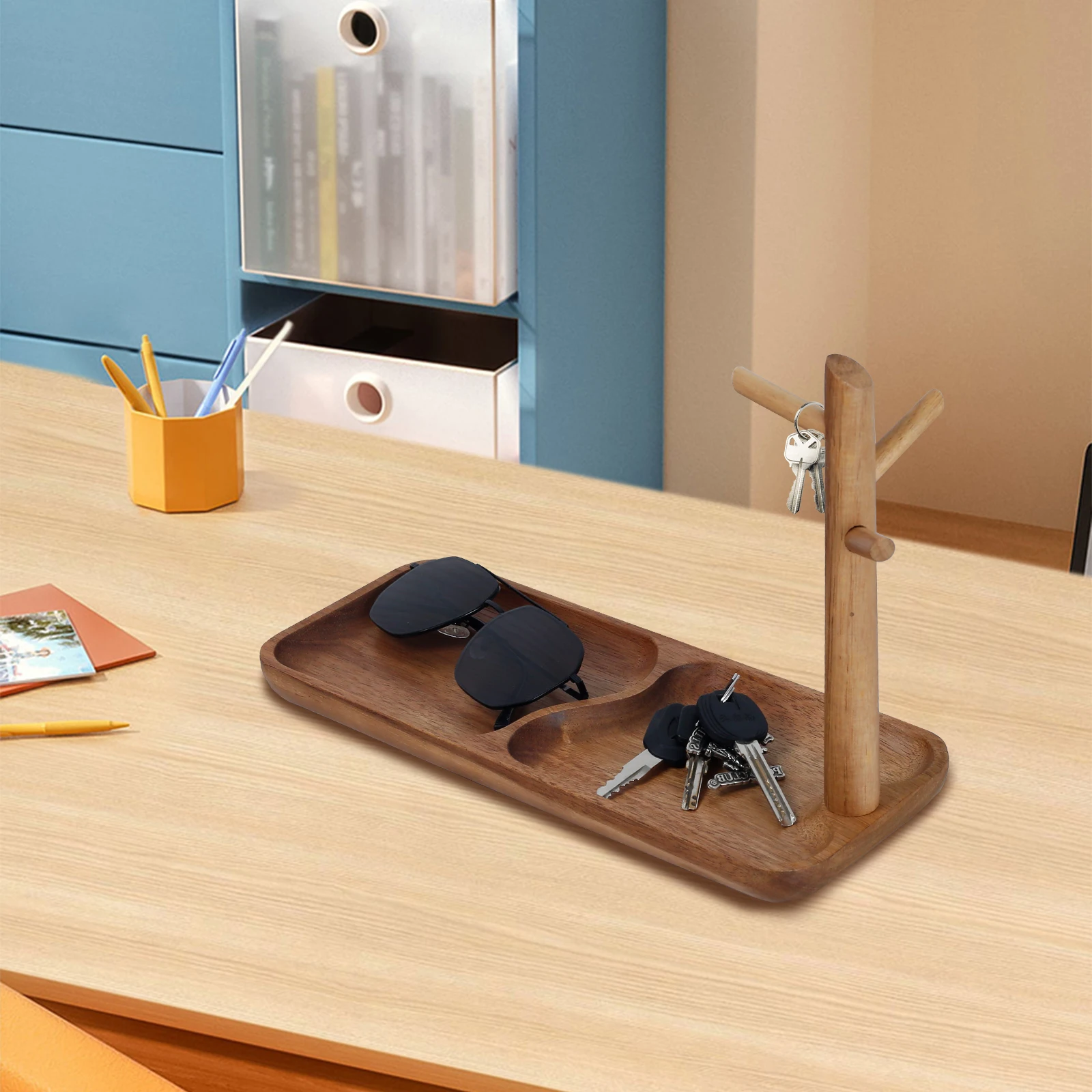 Description Picture 3 of itemWood Key Tray Tree Branch Storage Tray Living Room Desktop Key Hanger Jewelry Rings Display Frame Space Saving Entryway Tray New
