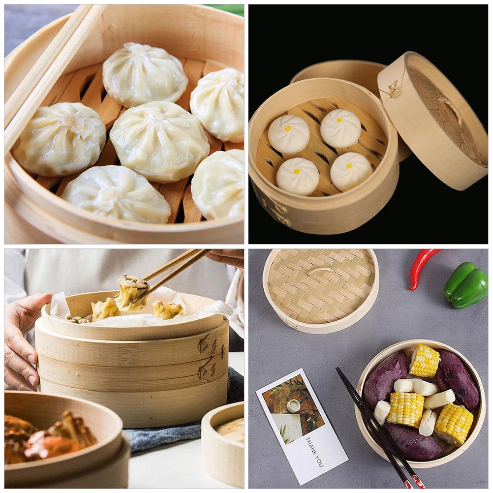 Bamboo Steamer 1 Set of Multi-function Bamboo Steamer Natural Bamboo Steaming Basket Chinese Food Steamer