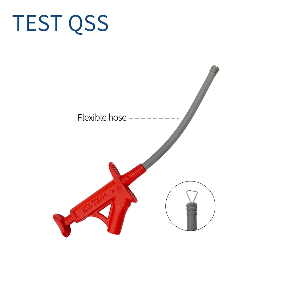 QSS 빠른 테스트 후크 클립 전문 절연 고전압 유연한 그래버 테스트 프로브, 4mm 바나나 소켓 Q.30042