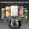 Stainless Steel Food Steamer 8.5 Qt Electric Glass Lid Vegetable Steamer Double Tiered Stackable Baskets with Timer 5